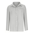 thumbnail image 3 of Linen Shirts for Women with Pockets Long Sleeve Button Down Blouse Loose Fit Vacation Beach Work Tops Clothes Dressy Lightweight Comfy Outfits Going Out Tops Ladies Fashion Trendy, 3 of 5
