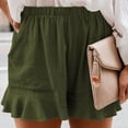 thumbnail image 2 of Womens Summer Boho Shorts Plus Size Ruffle Hem Cotton Linen Beach Tie Waisted Wide Leg Shorts with Pockets, 2 of 7