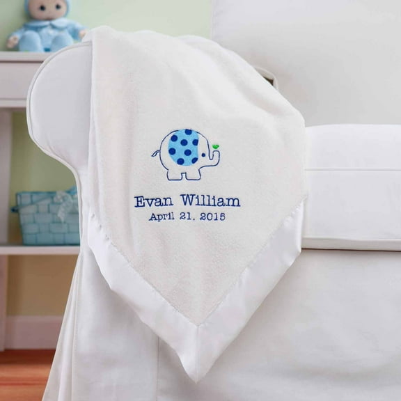 Personalized Sweet Elephant For Him Cream Baby Blanket