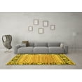 thumbnail image 3 of Ahgly Company Machine Washable Indoor Round Oriental Yellow Modern Area Rugs, 8' Round, 3 of 4