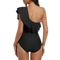 thumbnail image 5 of Hilor Women's One Piece Swimsuits Asymmetric Double Ruffles One Shoulder Swimwear, 5 of 8