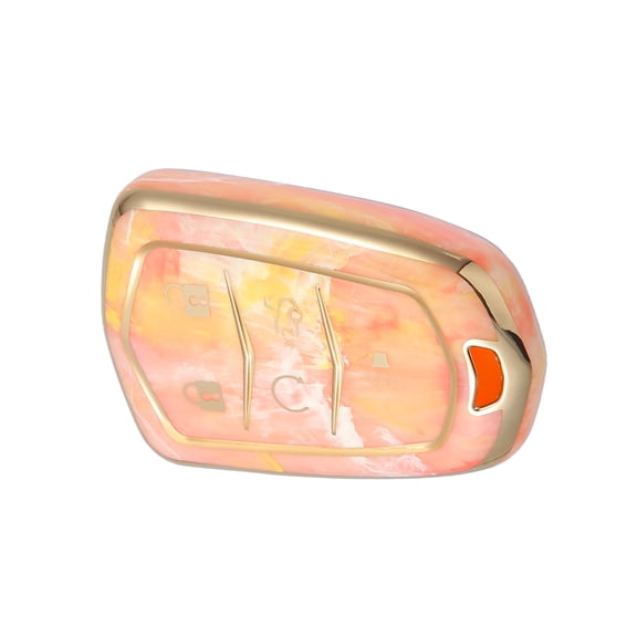 Unique Bargains Key Fob Cover for Cadillac Escalade ATS 5 Button TPU Orange Remote Keyless Smart Key Fob Case Protection