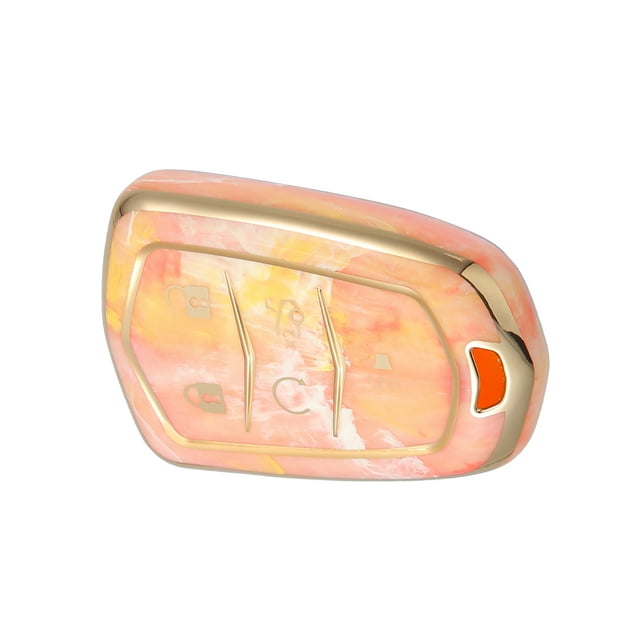 Unique Bargains Key Fob Cover for Cadillac Escalade ATS 5 Button TPU Orange Remote Keyless Smart Key Fob Case Protection
