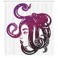 thumbnail image 3 of Ambesonne Octopus Shower Curtain, Girl Portrait Art, 69"Wx75"L, Dark Purple Magenta, 3 of 3