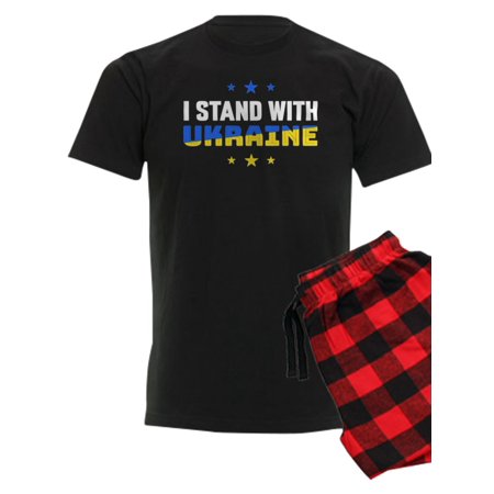 

CafePress - Stand With Ukraine Support Flag Want Peace Pajamas - Men s Dark Pajamas