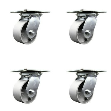 4 Inch Heavy Duty Semi Steel Caster Set with Ball Bearings Set of 4 SCC