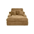 thumbnail image 4 of DEALTOPS Oversized Corduroy Chaise Lounge Sofa, 75.2" Upholstered Couch with Pillows for Living Room & Bedroom, Brown, 4 of 7