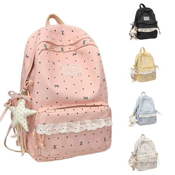 UJNDER Full Coverage Lace Print Backpack for Students Versatile Casual Daypack for Travel Commuting and School Bookbag Use Backpack for School,04_Pink,Large