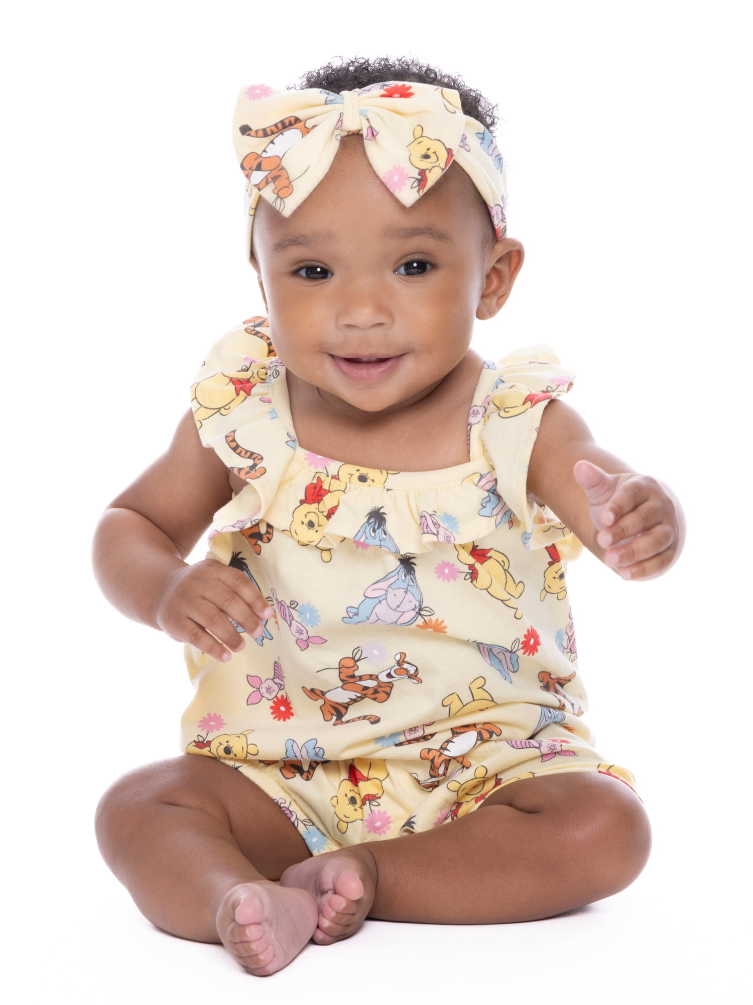 Winnie the Pooh Baby Girls Romper Set, 2-Pack, Sizes 0-24 Months