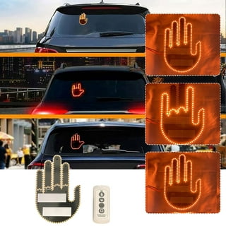Car Finger Light With Remote Road Rage Signs Middle Gesture Hand Lamp  Sticker Glow Panel Universal Racing Window For Car SUV Van