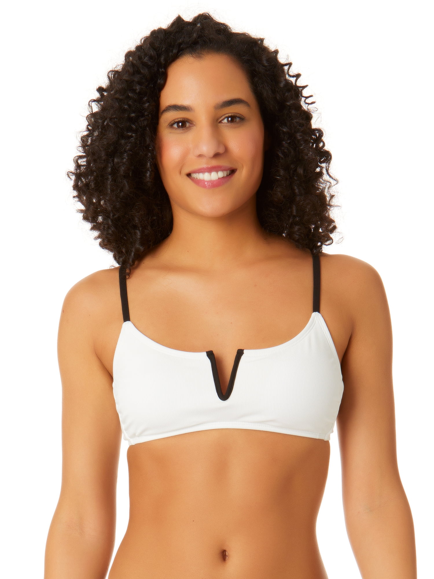 No Boundaries Juniors Ribbed V-Wire Swim Top