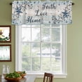 thumbnail image 3 of 2 Pack Valances for Window, Vintage Farmhouse Short Curtains for Kitchen Bedroom Living Room, Blue Country Texas Star Vines Wooden Rod Pocket Small Window Treatment Valance Drapes 54 x 18 Inch, 3 of 8