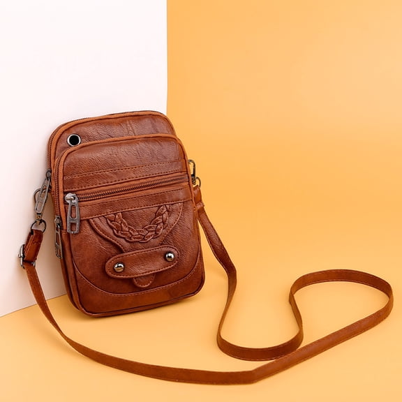 FEOLGEHLY Faux Leather Sling Bag, Women Small Crossbody Bags, Multi-Compartment Crescent Shoulder Tote Bag Mini Phone Purse Coin Wallet Adjustable Strap for Shopping Dating Party Travel Daily Use