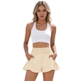 thumbnail image 5 of Sewkxo Womens High Waisted Shorts Athletic Running Shorts Workout Gym Quick Dry Flowy Shorts with Pockets,Beige 2XL, 5 of 7