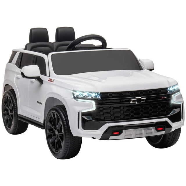 Aosom Voiture Électrique pour Tout-Petit 12V sous Licence Chevrolet TAHOE, Voiture Électrique Blanche