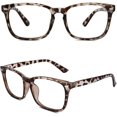 thumbnail image 1 of Happy Store CN82 Large Oversized Bold Frame UV 400 Clear Lens Horn Rimmed Glasses,Mixed Brown, 1 of 5