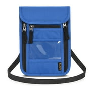 Passport Bag Large Capacity Neck Wallet for Travel Sports Fitness (Blue)