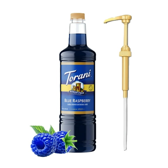 Torani Sugar Free Blue Raspberry Flavouring Syrup, 1 Liter   Gold Pump