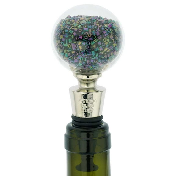 GlassOfVenice Murano Glass Sparkly Beads Bottle Stopper - Iridescent