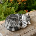 thumbnail image 1 of Sleeping Cat Garden Statue Polyresin Gray Tabby Decor Outdoor, 1 of 5