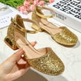 thumbnail image 3 of Kushyshoo Gold Girls Dress Shoes Mary Jane 1 inch Low Heel Pumps Wedding Party Princess Kids Shoes 1M, 3 of 7