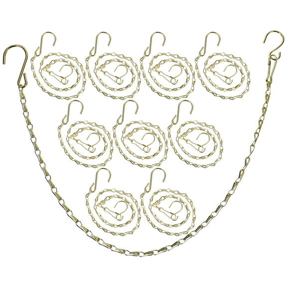 10 Pcs Iron Chains with Hooks Plant Pot Outdoors Hanger Golden