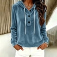 thumbnail image 3 of MLCDZ Womens Velour Hoodies Casual Loose Fit Button Hooded Long Sleeves Drawstring Sweatshirt Lightweight Breathable Golf Camping Pullovers, 3 of 7
