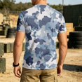 thumbnail image 4 of Homeyce Camo Shirts for Men Short Sleeve Button Camo Shirts Casual Sport Athletic Camouflage Tee Tops Crew Neck Big and Tall Pullover Tees Tops,Blue 2XL, 4 of 5