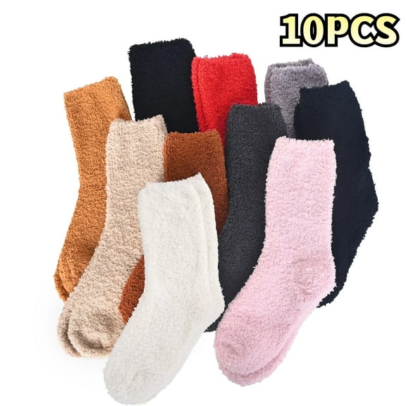 TRANSLINK 10 Pcs Fuzzy Socks for Women Fluffy Home Sleeping Cozy Warm Socks