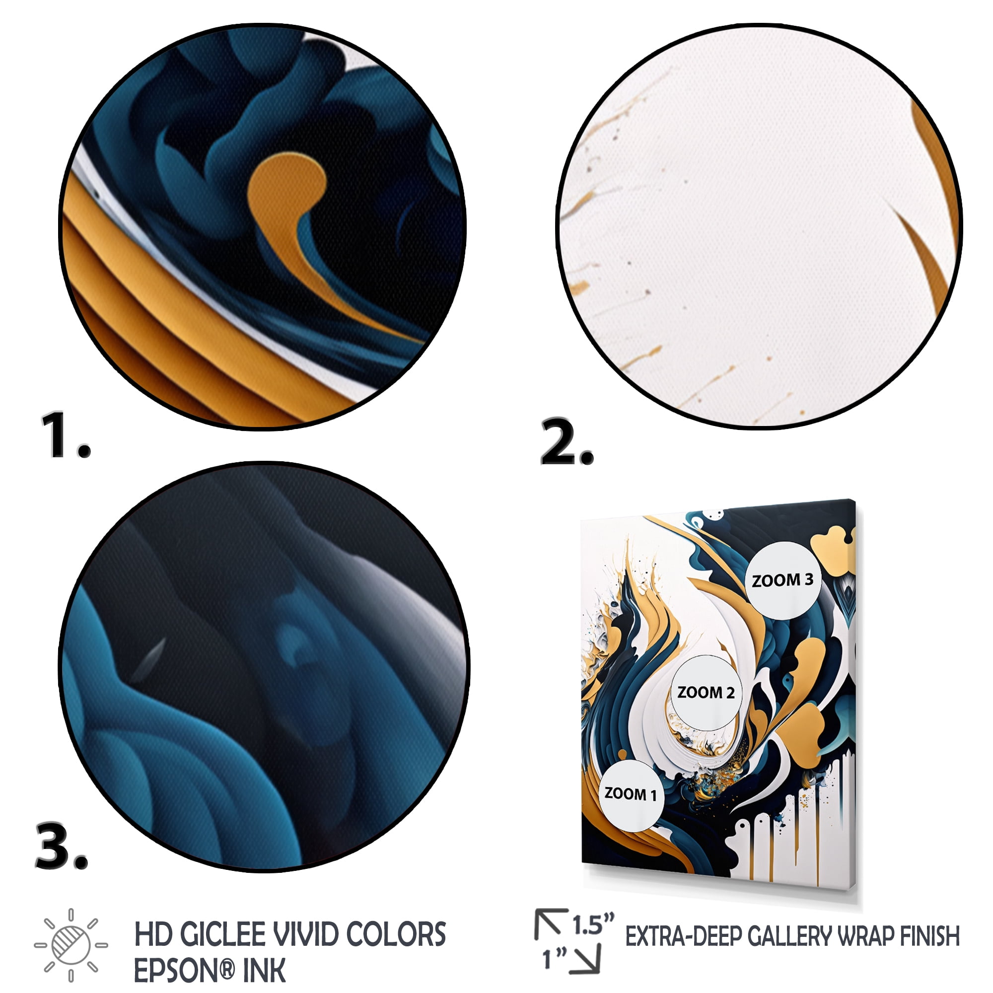 Designart Blue And Gold Modern Art Abstract Painting V Canvas Wall Art