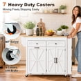 thumbnail image 6 of ANPOO 81" Extendable Kitchen Island with Hidden Trash Cabinet, Rolling Kitchen Cart on Wheels with Dining Table, Power Outlet & 2 Drawers, White Farmhouse Mobile Island for Small Kitchen, 6 of 10