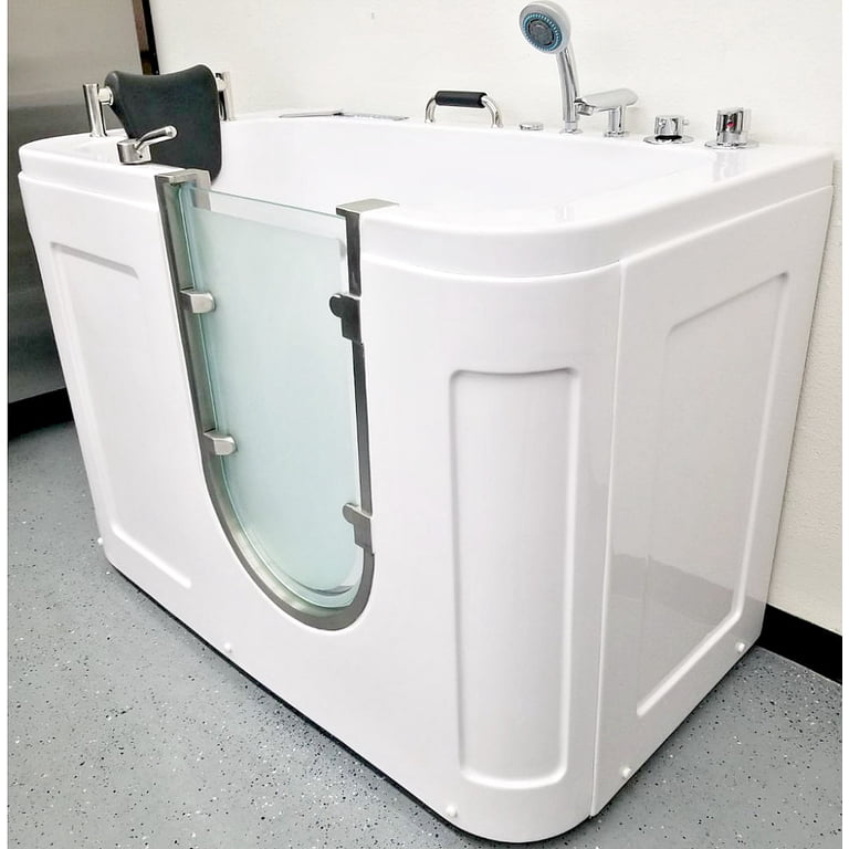54 Inch Walk In Bathtub Whirlpool Jetted SPA Tub Air Massage Jets Twin  Drain System Shower Wand In-line Heater Remote Control R/L Corner Fitting  Models SYM5626-sds White - Walmart.com
