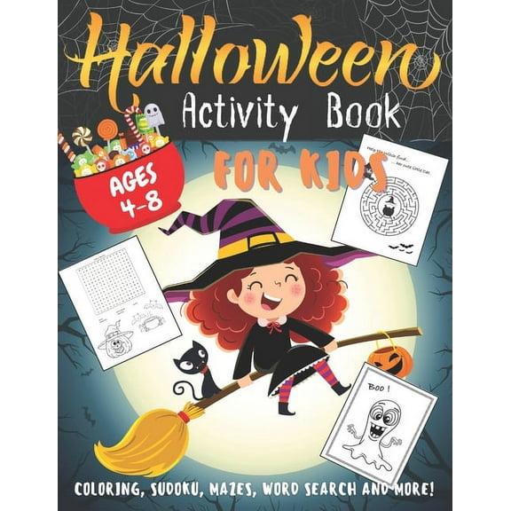 Halloween Activity Book for Kids Ages 4-8: Fun and Stimulating 30 Activities book for Happy Halloween - Coloring, Mazes, Sudoku, Differences, Word Search and More! 72 pages - Big Format (Paperback)