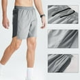 thumbnail image 2 of Mens Pantalones Cortos de Cintura Elástica con Bolsillos, Color Sólido Dibujo Casual Apretón de la Cintura Ejercicio Ventilar para el Gimnasio, 2 of 7