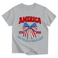 thumbnail image 3 of Boys Girls 4th of July Shirt American Flag T-Shirts for Kids Patriotic Tee Tops Independence Day Outfit Summer Short Sleeve(Grey,6-7 Years), 3 of 3