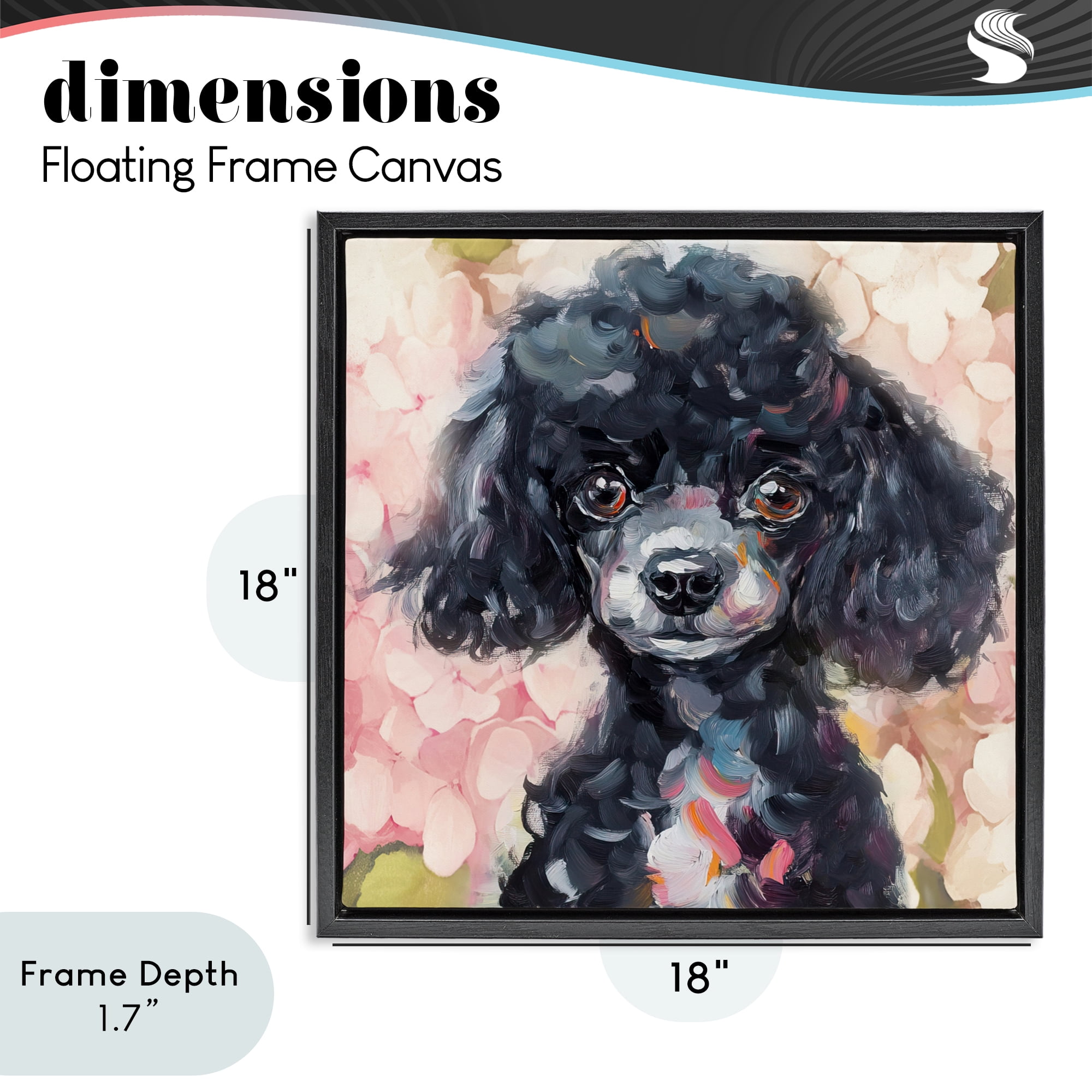 Stupell Industries Little Black Poodle Black Framed Floater Canvas Wall Art, design by Tina LeCour