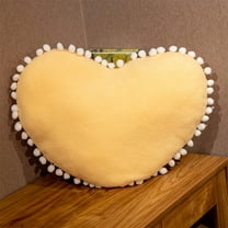 Qhnvtd Heart Shaped Decorative Pillow, Cute Wind Bedside Cushion, Soft Cotton Material with Exquisite Ball Trim, Multifunctional for Sofa, Office & Naps, Romantic Gift for Family & Home Decor