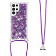 thumbnail image 3 of Long Crossbody Lanyard Clear Case for Samsung Galaxy S23 Ultra (Not S23) with Adjustable Neck Strap, Glitter Sparkly Bling Quicksand Phone Cover Cases for Samsung S23 Ultra QKG Purple, 3 of 14