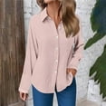 thumbnail image 7 of Godom Button Down Shirts for Women Fall Winter Long Sleeve Linen Shirts Casual V Neck Loose Cardigan with Pocket, 7 of 7