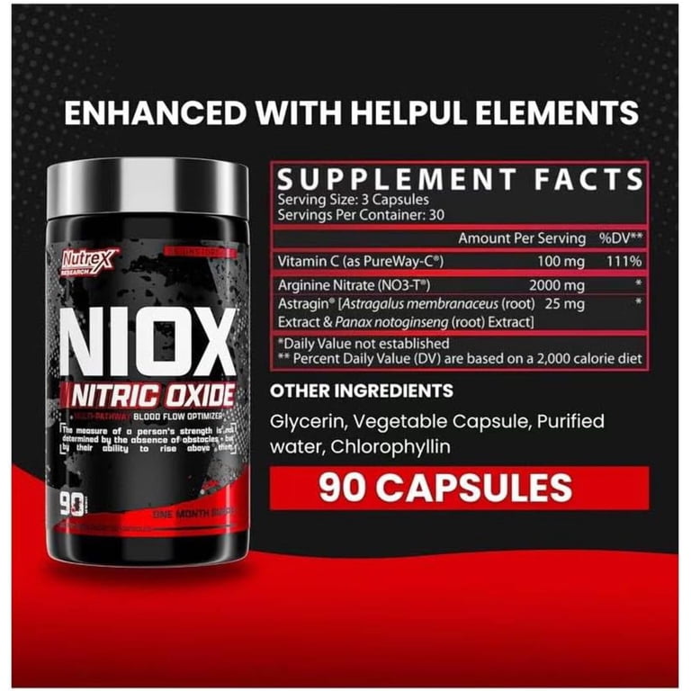 Nutrex Research NIOX Nitric Oxide Booster Pump Supplement, 90