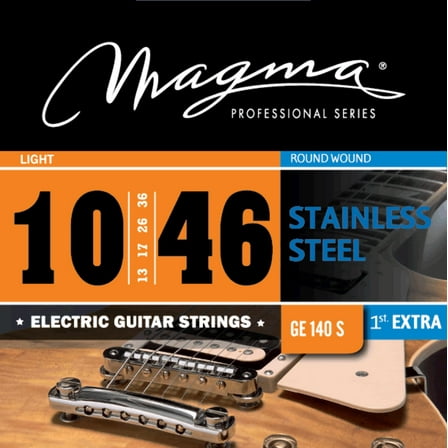 Magma Electric Guitar Strings Regular Light Gauge Stainless Steel Set, .010 - .046 (GE140S)
