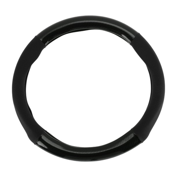 Funda para volante de cuero artificial PU de Unique Bargains, protector de volante de automóvil ABS de 14.96" patrón de fibra de carbono negro