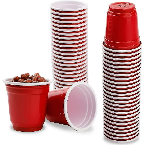 50 vasos de chupito rojos, vasos pequeños de plástico reutilizables para fiestas, vasos medicinales (hy)