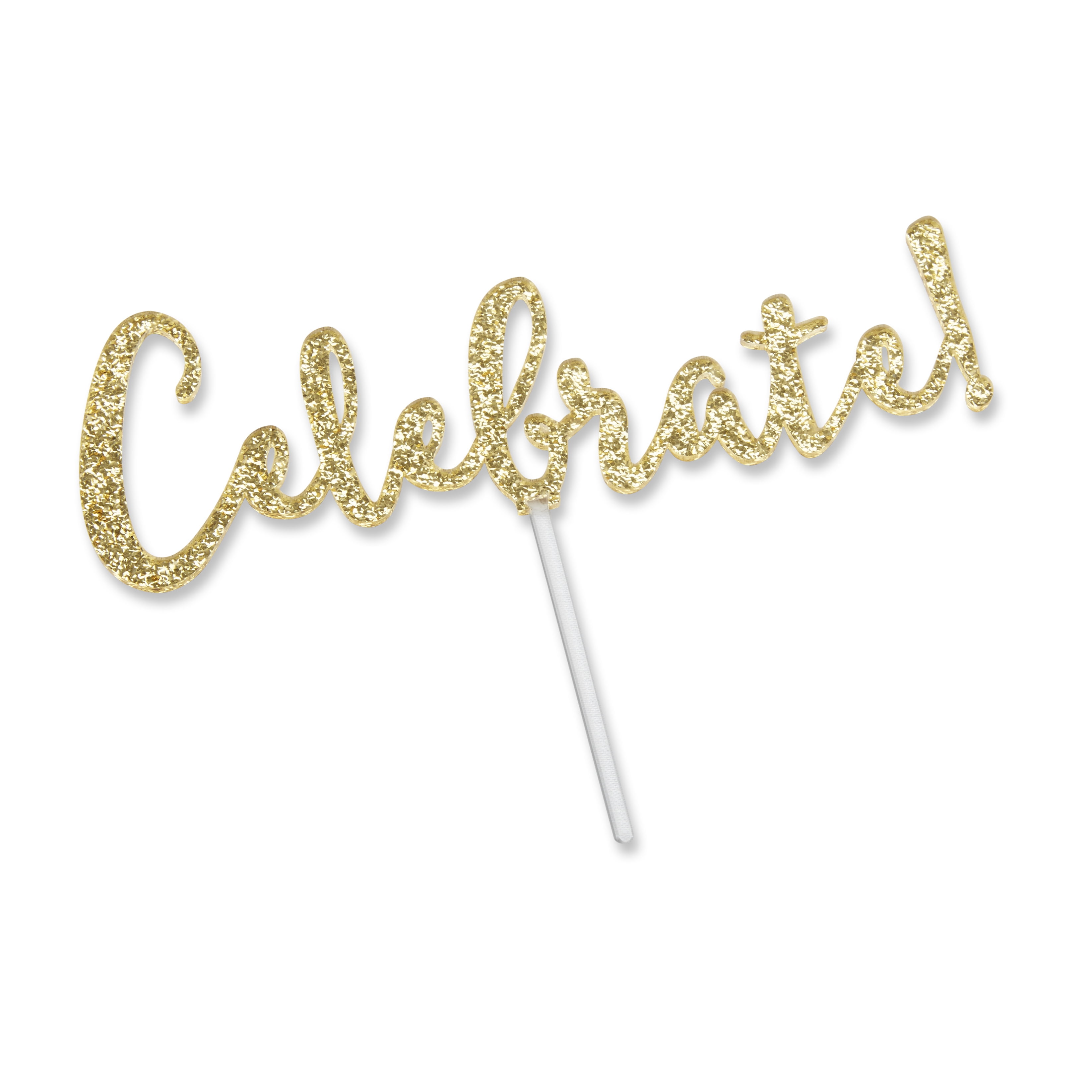 Celebrate Gold Glitter Acrylic Cake Topper
