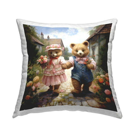 Stupell Industries Loving Bears Strolling Decorative Printed Throw Pillow, 18 x 18