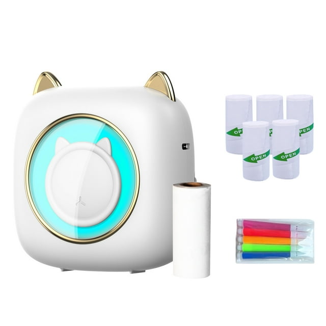 TFixol C23 Portable Thermal Label Printer with 5 Adhesive Rolls, 1 Thermal Paper, and 5 Color Markers - Compact Mini Printer for Stickers, Notes, and Receipts (57x25mm) - Built-in Rechargeable Battery