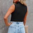 thumbnail image 2 of Playeras,Blusas y Tops,Ropa para Mujer Camisetas Sin Mangas Para Adolescentes Blusa informal de color liso con cuello para mujer, ajustada, para mujer (Black, S), 2 of 6