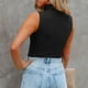 thumbnail image 2 of Playeras,Blusas y Tops,Ropa para Mujer Camisetas Sin Mangas Para Adolescentes Blusa informal de color liso con cuello para mujer, ajustada, para mujer (Black, M), 2 of 6