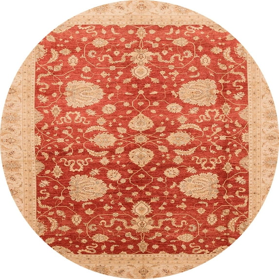 Ahgly Company Indoor Round Abstract Scarlet Red Oriental Area Rugs, 3' Round