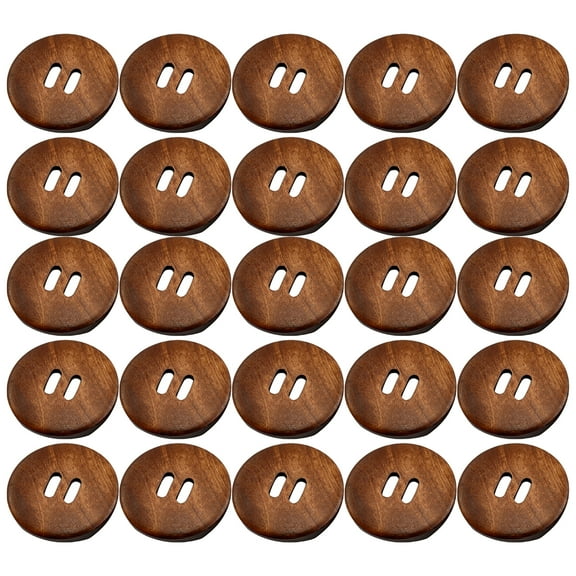 NUZYZ 25Pcs Sewing Buttons Smooth Convenient Installation Coffee Color Dark Coffee 2 Holes Round Wood Sewing Buttons for Apparel
